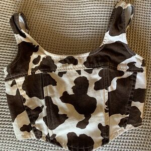 Cow Print Corset Crop Top